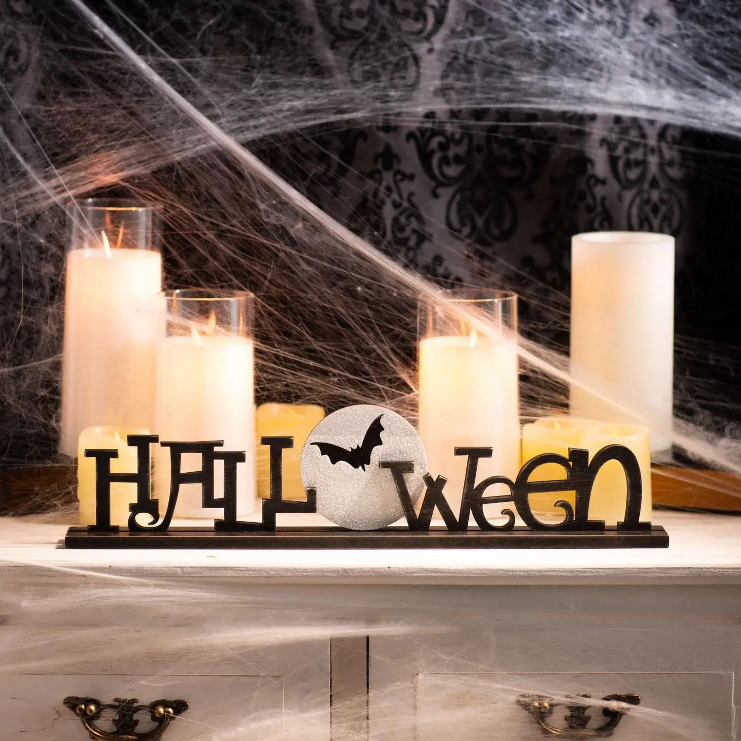 Spooky Halloween Moon Tabletop Decoration, Indoor Festive Home Supply, No Assembly Required