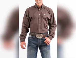 Cinch Men's Solid Brown Button-Down