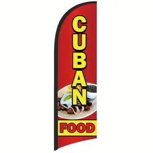 Cuban Food Feather Flag Banner for Outdoor Advertising, 8.2FT Swooper Flag Sign, Single-Sided Polyester Business Flag for Storefronts, Shops, Restaurants, Events – Durable, Fade-Resistant, Easy to Display (Pole Not Included)