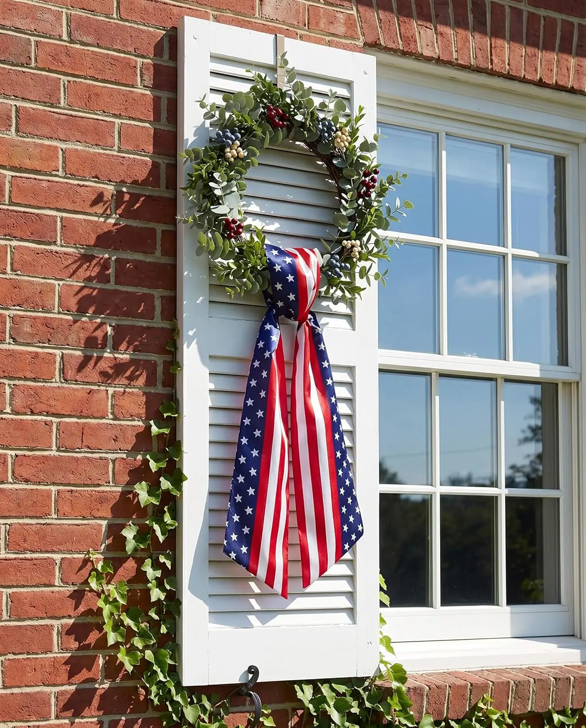 Patriotic Wreath Sash for Front Door, 2 Pack Double Sided Satin 5" W x 55" L, Stars and Stripes American Flag Ribbon for 4th of July Memorial Day Decoration