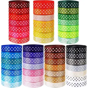 48 Rolls 48 Colors Solid Grosgrain Ribbons Rolls Fabric Ribbons Multicolor Ribbons Decorative Ribbons