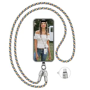 [Summervibes] Phone Lanyard Crossbody USB C to C Cable Fast Charging Compatible for iPhone 15-17 Series, 60W Cell Phone Neck Nylon Data Transfer Cord for Samsung Galaxy and other USB C Devices, Perfect for Travel, Work and Daily Use