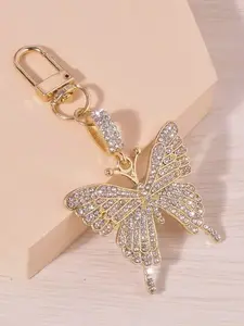 Fashionable Luxury Rhinestone Bow Keychain, Butterfly Shaped Pendant Adds A Sense Of Fashion To Luggage Or Handbags. It Is An Ideal Choice For Parties, Festivals, Birthdays, And Valentine's Day. A Thoughtful Little Gift For Girlfriends And Girlfriends
