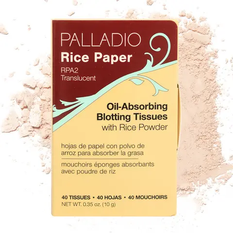 Palladio Rice Paper Oil Blotting Tissue - 1-Pack Translucent Vegan & Cruelty-Free Cosmetic Sheets with Rice Starch, Compact Oil-Absorbent, Ideal for Adults’ Flawless Matte Makeup Touch-Ups, Purse Stuffers Mini Toiletries