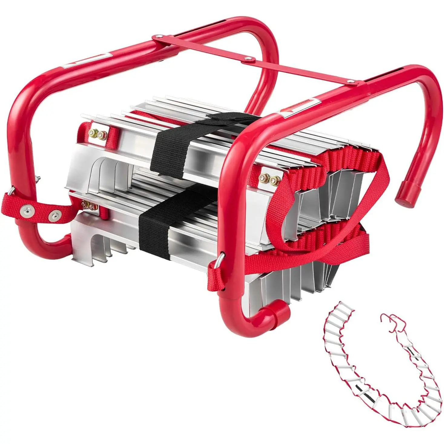 VEVOR Fire Escape Ladder, 3-Story 25FT Retractable Emergency Fire Ladder, Lightweight Aluminum Alloy Safety Escape Ladders with Sturdy Polyester Strap, Anti-Slip Rung & Wide Steps, 1000LBS Max Loading