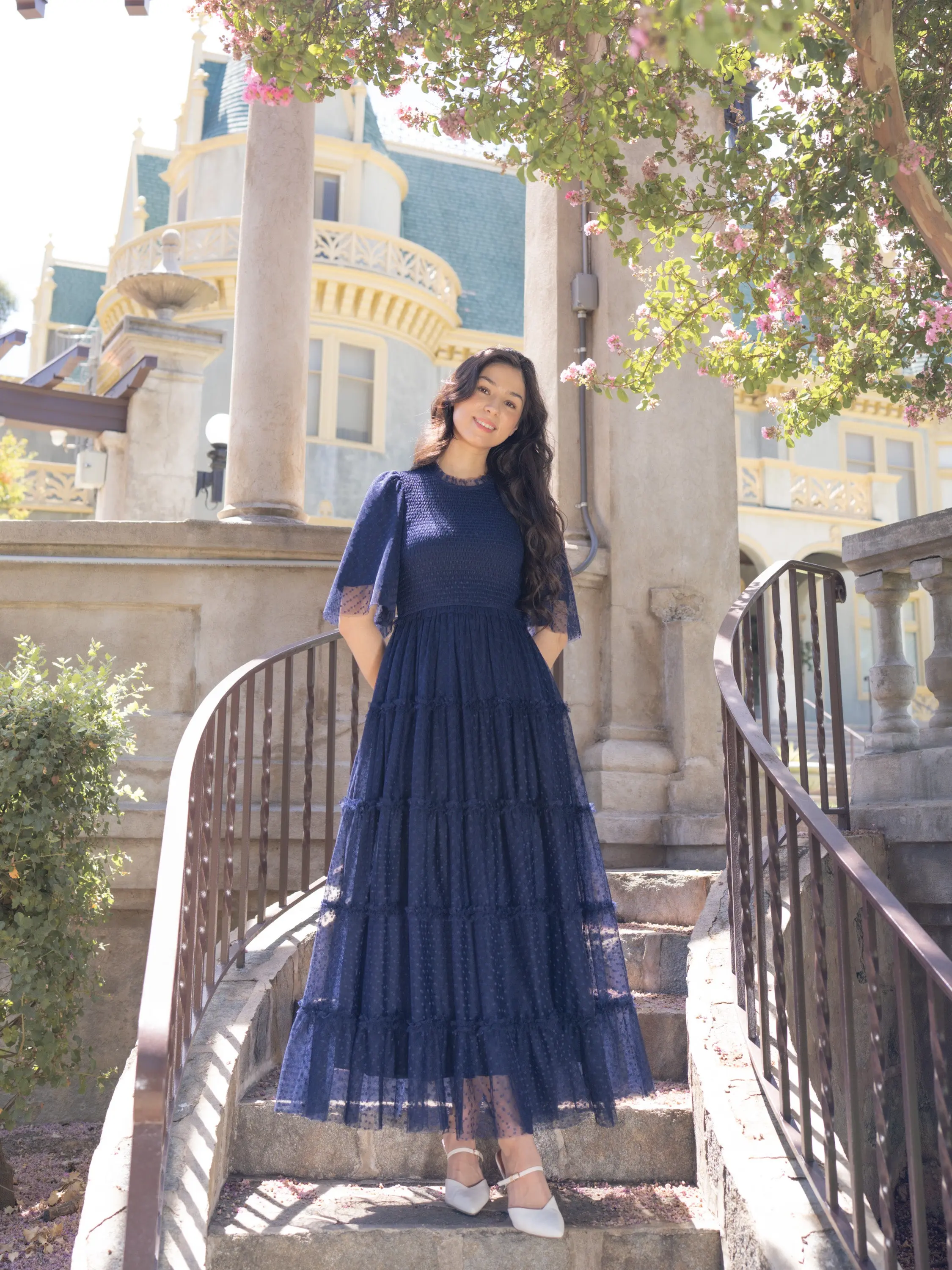 Vintage Romance Dress - Navy Blue