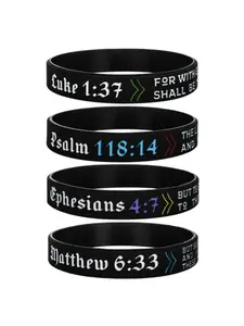 Christian Bible Verse Bracelet Joshua Pattern Bangle for Women & Men, 2025 New Style Rubber Jewelry for Party, Trendy Stack Bangle, Daily Clothing Decor, Trendy Cool Female Accessories for Birthday Gift