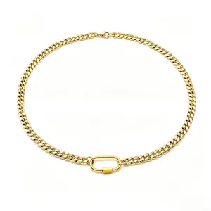 Harley Cuban Chain Necklace - 6mm Wide, 45cm Length, Thick U-Shaped Chain Links, Stainless Steel Large Statement Hip-Hop Jewelry for Daily Wear or Party Gifting, Stainless Steel Necklaces, Chain Links Necklaces