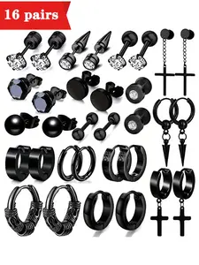 Punk Style Stainless Steel Earrings Set, Stud Earrings Jewelry, Fashion Jewelry for Party, Daily Clothing Decor, Trendy All-match & Exquisite Jewelry for Birthday Gift