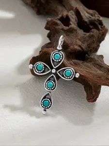Water Drop Shape Turquoise Cross Pendant DIY Jewelry Making Supplies, Handmade Bracelet Necklace Accessory, Craft Kit for Beginners