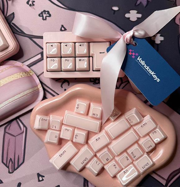 Pink on Pink Wireless Keyboard Full Set with Fidget Tool and Desk Mat Smooth Linear Switches Silent Options for Work Study or Leisure Pink Theme Complete Set