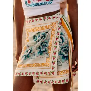 Vacation Print Asymmetrical Beach Mini Skirt