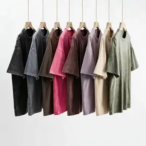 1/4 Pack 2026 New Cotton Oversized Unisex T-Shirts Vintage Heavyweight Acid Wash Distressed Baggy Solid Color Casual Summer Tops for Men Women Gym Workout
