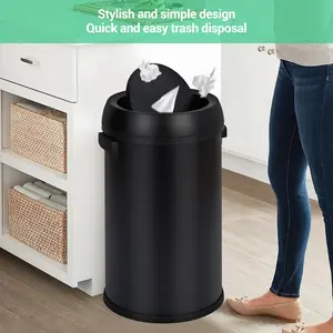 Garvee 17 Gal/65L Fingerprint‑Proof Stainless Steel Trash Can – Heavy Duty Swing Top Garbage Bin for Restaurant, Home & Office Use, Black