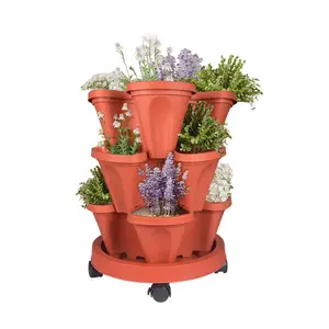 Multi-Layer Resin Flower Pot, Strawberry Planting Basin, Balcony Vegetable Planter, Durable Garden Container, Stylish Outdoor Decor