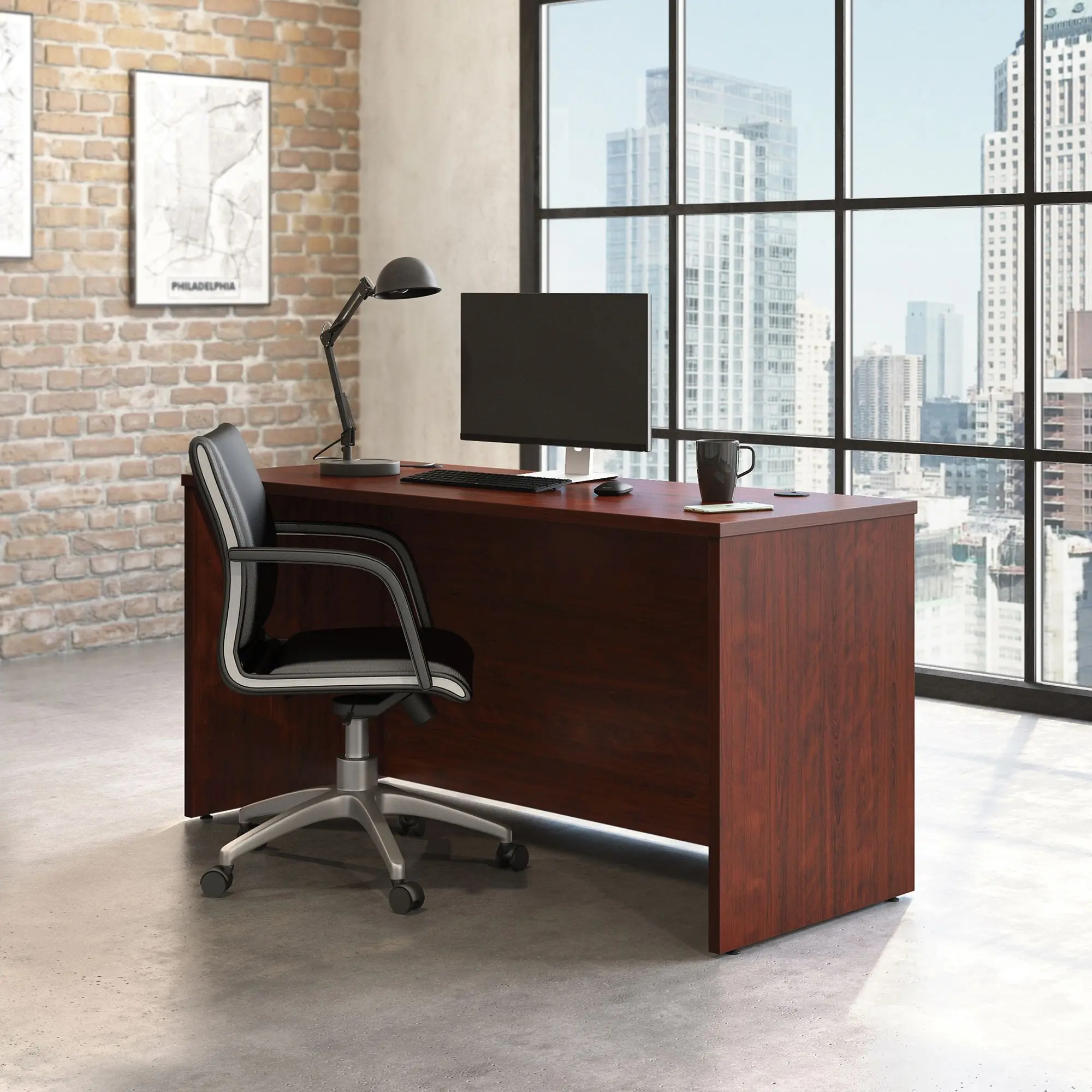 Sauder Affirm Sturdy Computer Desk, 60" x 24" Modern Melamine Top, Cable Management for Home & Office Use