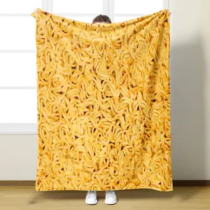 Creative Fun Instant Noodle Pattern Plush Blanket, Soft Comfortable Sofa Throw, All-Season Use, Suitable for Office Bed Travel