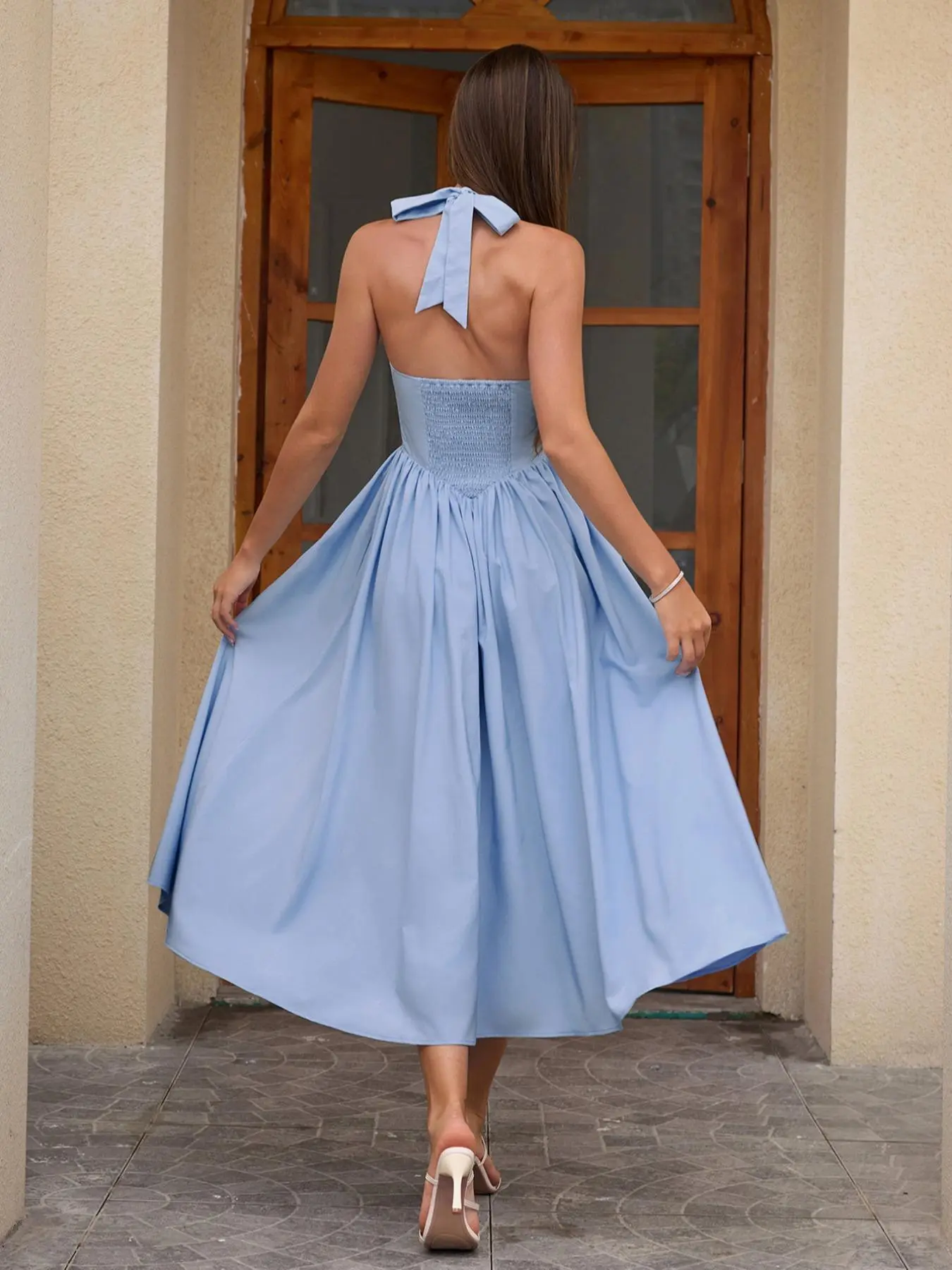 Women's Elegant Minimalist A-Line Sleeveless Dress with Pockets, Lady  Slim-Fitting Casual Chic Fitted Long Gown, Plain Design for Daily Wear,  Stylish Backless Neckline, Everyday Womenswear - TikTok Shop