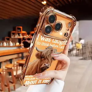 Highland Cow Soft Case for  iPhone 16 16e 17 Air 15 14 13 12 11 Pro Max Plus X XS Four-corner Thickened Shockproof Drop Protection Rugged Durable Silicone Cover