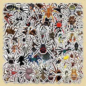 Spider Pattern Sticker, 100pcs/set Repeatable Creative Cool DIY Decorative Sticker, DIY Decals for Water Bottle, Laptop, Phone Case, Scrapbooking, Journal Making