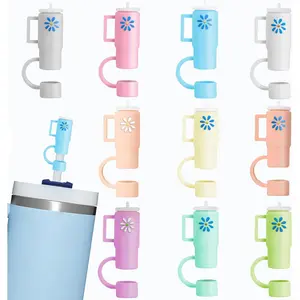 10PCS Cups Straw Topper Fit for Stanley Cups Accessories, Flowers Silicone Straw Covers Cap for All 9-10mm Straws, Reusable Straw Covers Compatible for Stanley Cups Tumblers 30&40 Oz