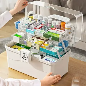 Multifunctional medicine storage box, large-capacity storage rack, stackable, used for organizing pills, bathroom necessities, Durable plastic organizers, High capacity organizer