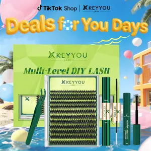 KEYYOU Puffsilk Flora DIY Lash Extension  Eyeliner Lash V3D Volume Fluffy Waterproof Long- Lasting Soft Cluster Lashes  144PCS D Curl 8-18MIX Cosmetic  3D spider lash upgrade2.0  #DealsForYouDays