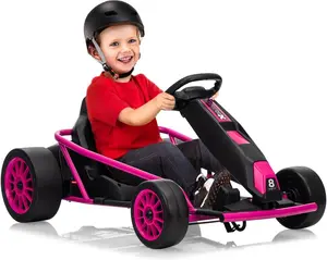 GAOMON 24V Kids Electric Riding Go Kart with Dual 250w Motors,9Ah Battery,8MPH High-Speed Drifting Car Featuring Power Display,Slow Start,Adjustable High/Low Speeds,Music,Horn,and Max Load 150Lbs,Rose
