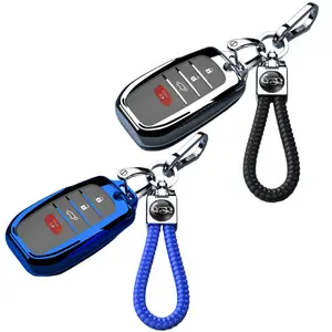Key fob Cover for Toyota 2025 Camry 2019-2026 Land Cruiser 2021-2026 Venza Hilux Fortuner 2023-2026 Highlander Tundra Corolla bZ4X Prius 4 Buttons (Black Silverblue red)