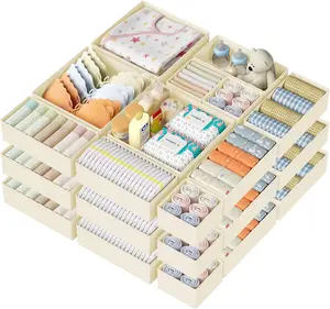 18 Pack Drawer Organizer Bins – Baby Dresser & Closet Storage Dividers for Socks, Underwear, Bras & Clothes Organization