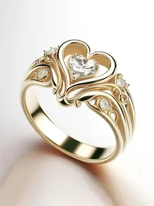 1 PC Elegant Cubic Zirconia Heart Shaped Engagement Ring For Women For Wedding Engagement Anniversary Party Jewelry Valentine's Day Gift