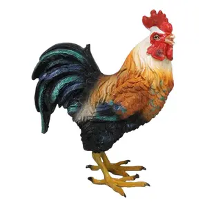 Rustic Western Country Farm White Breasted Chicken Rooster Figurine 5.25"Tall