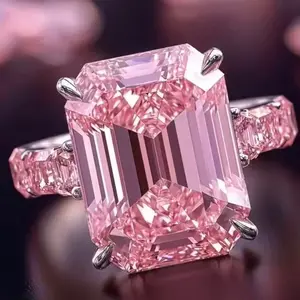 Pink Diamond Ring - Elegant Pink Gemstone with Silver Tone Band, Perfect for Special Occasions