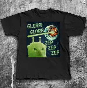 [NEW] Glerp Glorp Funny Alien Cat Cat Meme Tee Shirt Gift for Woman and Man, Brainrot T-shirt, Goofy ahh Shirts, Dank Memes Tshirt, Silly Cats Tee