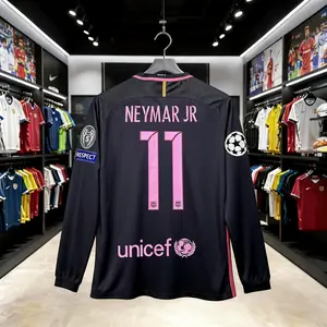 16 17 11# Neymar JR Away Long Sleeve Retro Soccer Jersey Barca Fans Version Football Jersey Quick Drying