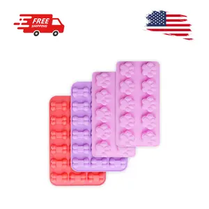 Puppy Dog Paw and Bone Silicone Molds, Non-Stick for Chocolate, Candy, Jelly, Ice Cube (Set of 4PCS)