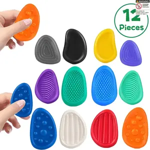 Fidget Toys Sensory Stone for Kids: 12 Pack Textured Soft Worry Stone for Autism Kids - Fidget Stress Calming Toys for Students Anxiety Relief - Small Prizes Fidget Toys for ADHD Calssroom Prize