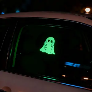 Glow-in-the-Dark Ghost Stickers,4pcs Reflective Car Decals, Halloween Ghost Decals Suitable For Windows, Cars, Motorcycles