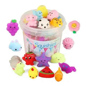 Squishies Squishy Toy 24pcs Party Favors for Kids Mochi Squishy Toy moji Kids Mini Kawaii squishies Mochi Stress Reliever Anxiety Toys Easter Basket Stuffers fillers with Storage Box