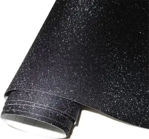 1ft x 5ft Sparkling Black Car Vinyl Wrap Roll Glitter Diamond Black Self Adhesive Vinyl Sticker DIY Film for Car Interior and Exterior Decoration