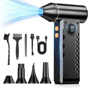 Compressed Air Duster 150000RPM Electric Air Duster with LED Display & Light 4 Gear Adjustable Cordless Air Blower Rechargeable Brushless Motor Turbo Fan for Keyboard Electronic Devices Home Car