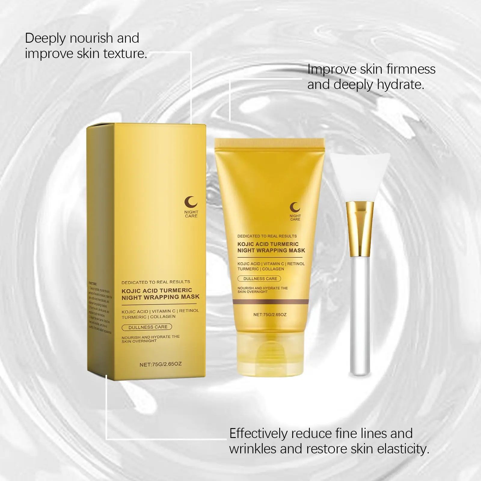 Kojic Acid Turmeric Collagen Night Sleep Mask, Hydrating Moisturizing Overnight Facial Mask for Nighttime Skincare, 2.65 fl oz
