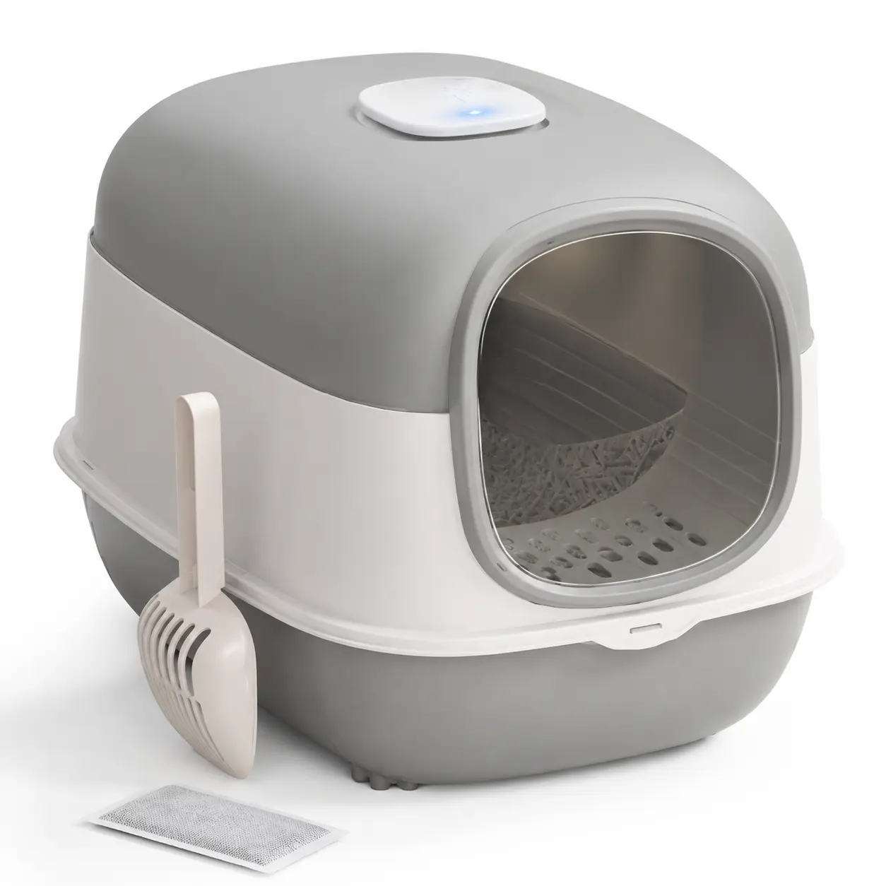 Enclosed Large Cat Litter Box with UV Sterilization, Deodorization and Pull-Out Design