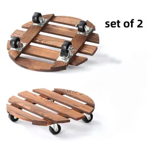 2-Piece Plant Cart, 360° Rotating Locking Wheels, Rust-Resistant Metal Planter Stand, Outdoor Rolling Flower Rack, Indoor Garden Decor
