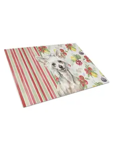 Carolines Treasures WDK8174LCB 11.25 x 15.25 in. Hairless Mottled Pattern Chinese Crested Vegetables Glass Cutting Board