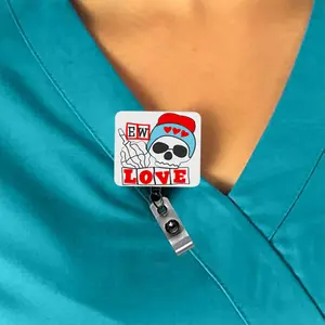 "Ew Love" Skelly Interchangeable Badge Reel