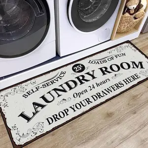 Durable Polyester Fiber Non-Slip Kitchen Mat, Modern Vintage Wood Pattern, Perfect for Laundry Room & Hallway Decor, Non Slip Rugs