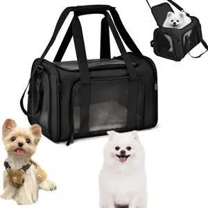 Cat Carriers Dog Carrier Portable - Pet Carrier with Design for Small Dogs and Medium Cats Up to 15 Lbs, Bag Spacious Comfortable Travel, Ventilated Safe Carrier with Plush Mat, Airline Approved Foldable Carrier gear