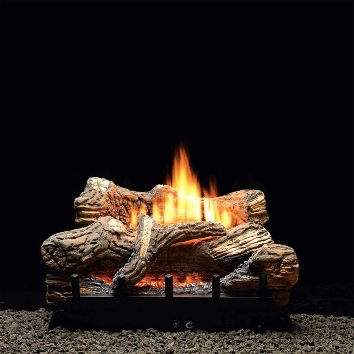212 MAIN Empire VFDM18LBN 18 in. Natural Gas Ceramic Fiber Log Set, Black, 5-Piece, Manual Flame Gas Logs
