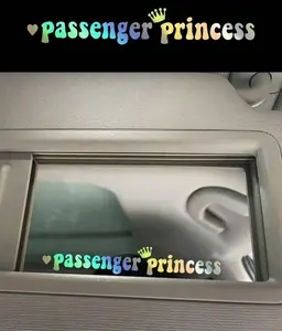 Passenger Princess Car Interior Sticker Easy Application Waterproof Vinyl Decal for Personalizing Your Vehicle 0.75 x 4 Inches Bold Statement Piece Weather Resistant